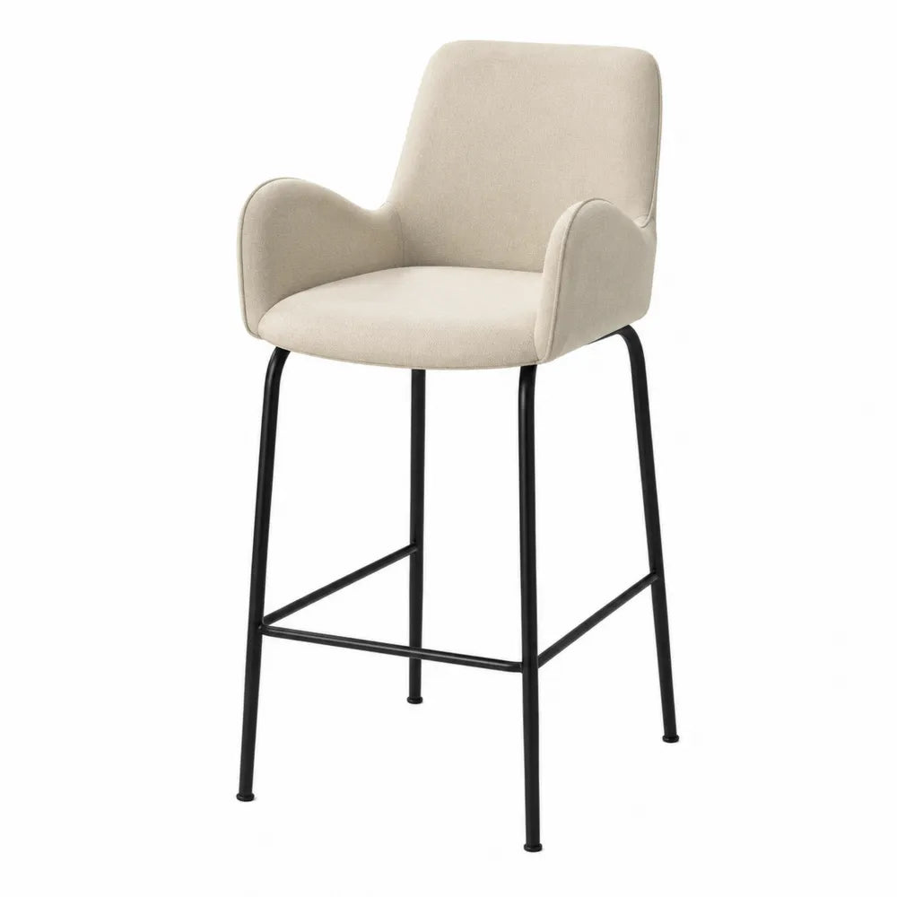 Sgabello da Bar con Braccioli in Tessuto e Metallo Nero 95 cm