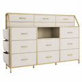 Cassettiera in Metallo Oro con 10 Cassetti in Tessuto Beige