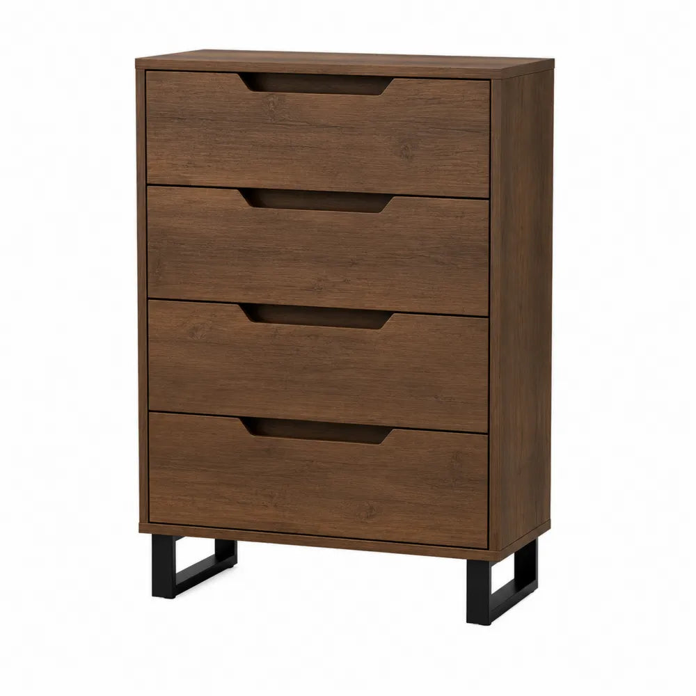 Cassettiera in Legno MDF con Gambe in Metallo Marrone
