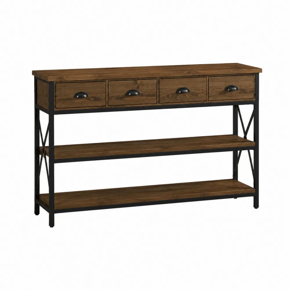 Consolle in legno e metallo con cassetti 140x30x80 cm