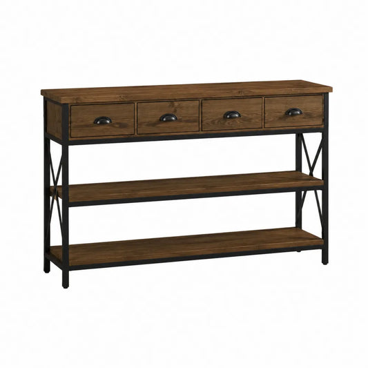 Consolle in legno e metallo con cassetti 140x30x80 cm